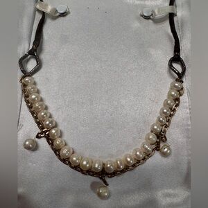 Freshwater Pearl and Gold Chain Necklace - Women's Jewelry